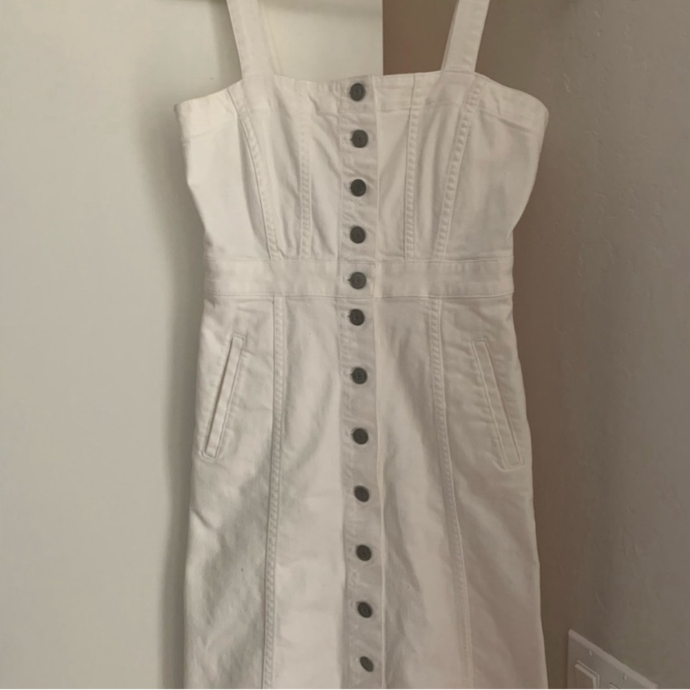 J crew white denim bottom down dress